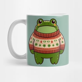 a standing frog wearing a Christmas sweater Mug